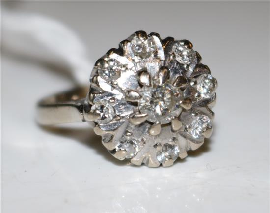 18ct white gold and diamond cluster ring